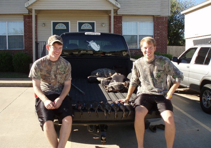 Senior Caleb Land (left) and his brother Kyle hunted in Fort Smith last September and brought home eight ducks, which is the daily limit. Land is an avid hunter and participates in every season. 