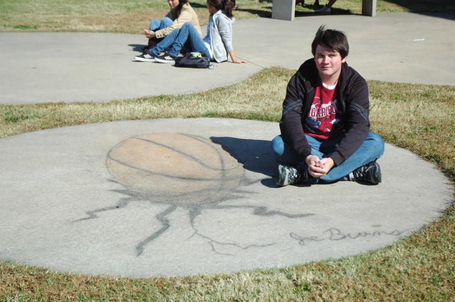 Student creates masterpiece in courtyard